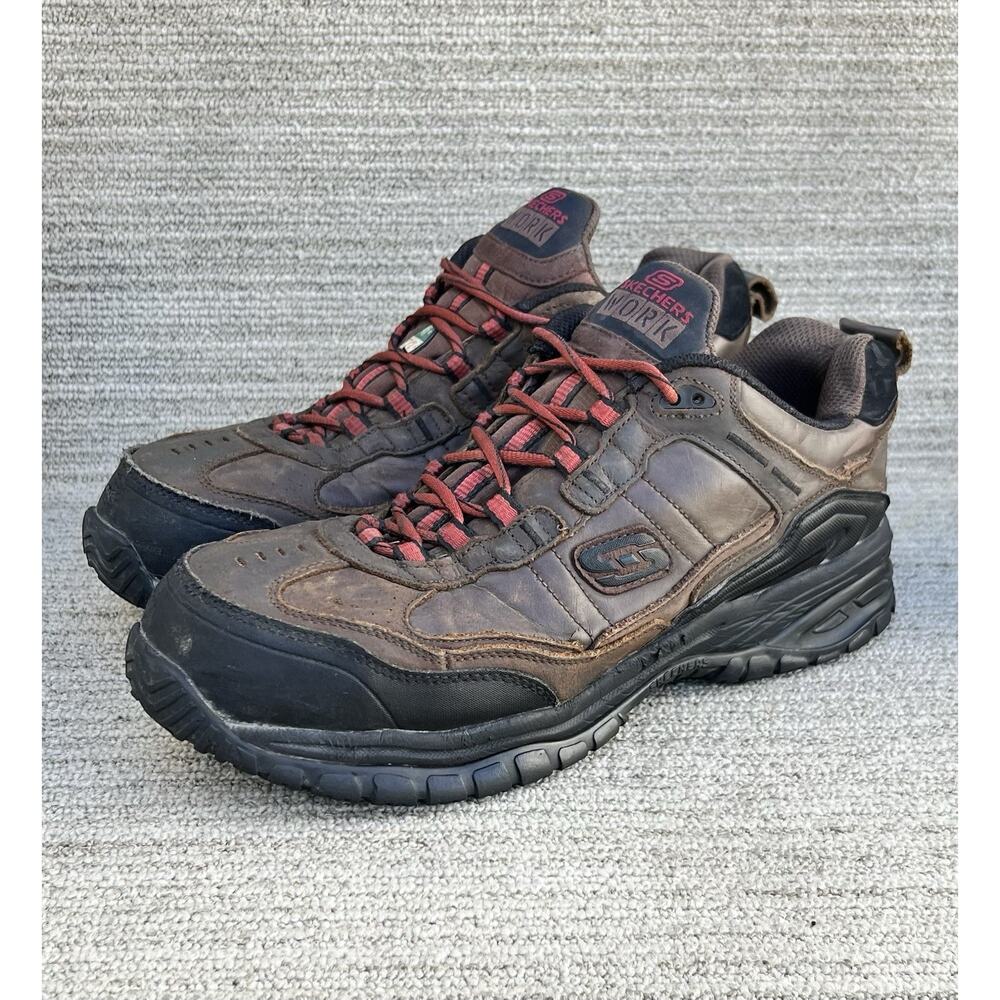 Skechers Work Shoes Composite Toe & Plate Leather Upper Men's Size 10.5 US